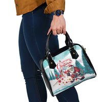 Canada Santa Playing Hockey Shoulder Handbag
