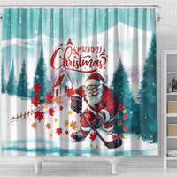 Canada Santa Playing Hockey Shower Curtain