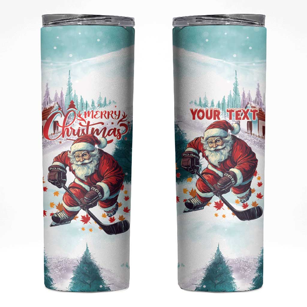 Personalized Canada Santa Playing Hockey Skinny Tumbler - Wonder Print Shop
