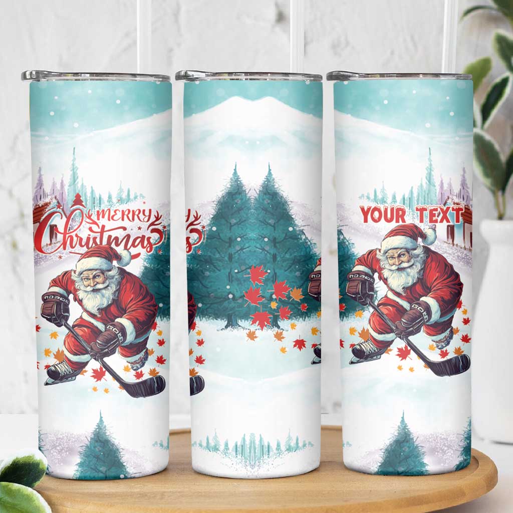 Personalized Canada Santa Playing Hockey Skinny Tumbler - Wonder Print Shop