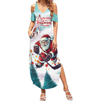 Personalized Canada Santa Playing Hockey Summer Maxi Dress - Wonder Print Shop