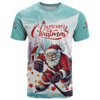 Personalized Canada Santa Playing Hockey T Shirt - Wonder Print Shop