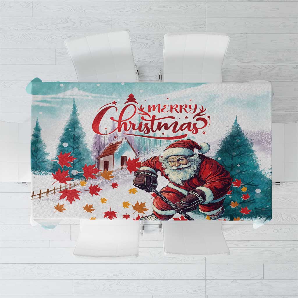 Canada Santa Playing Hockey Tablecloth - Wonder Print Shop