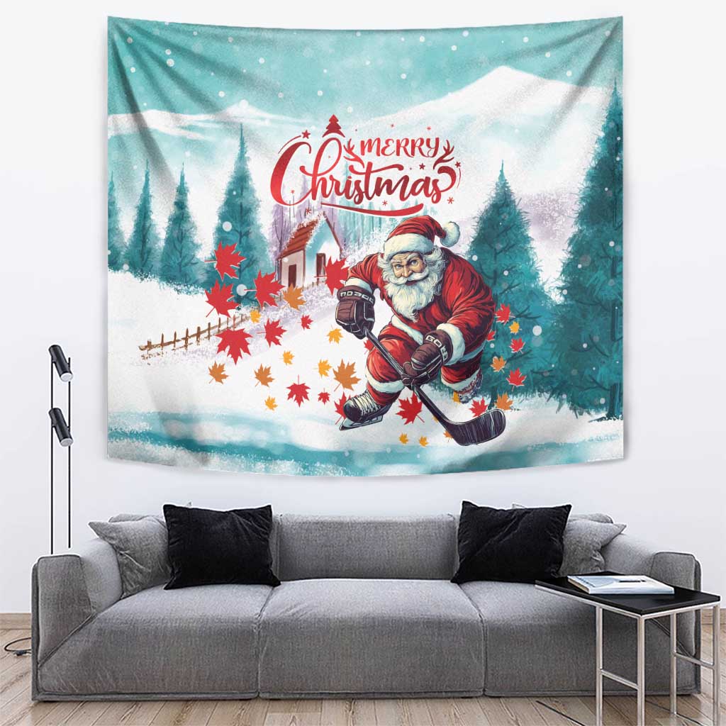 Canada Santa Playing Hockey Tapestry - Wonder Print Shop