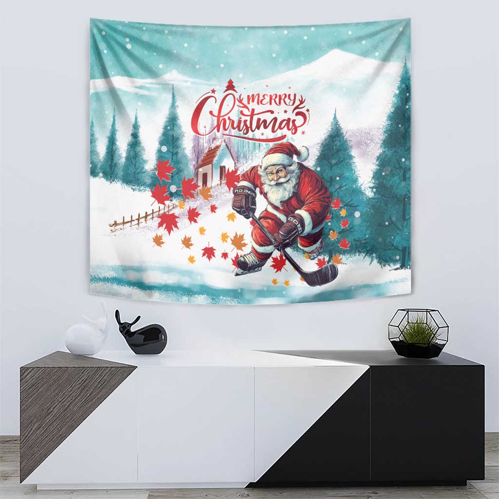 Canada Santa Playing Hockey Tapestry - Wonder Print Shop