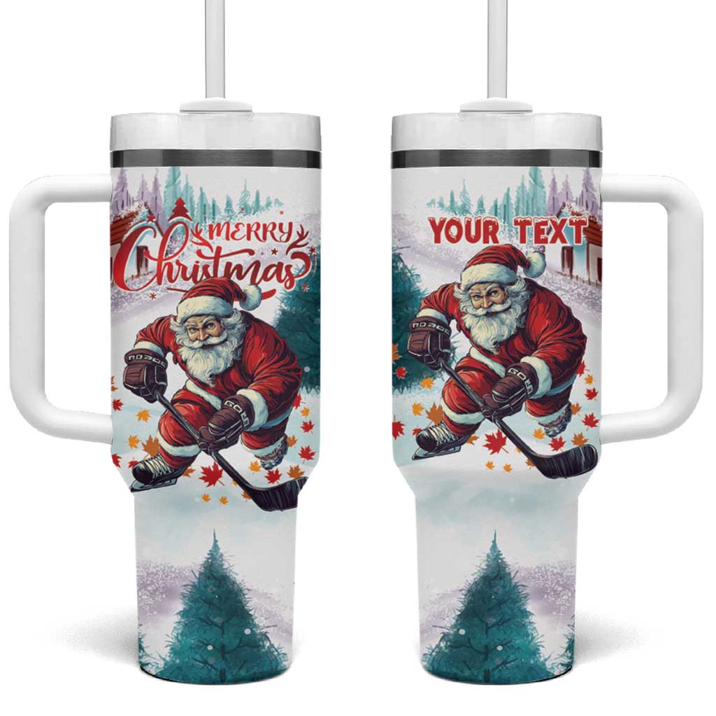 Personalized Canada Santa Playing Hockey Tumbler With Handle - Wonder Print Shop