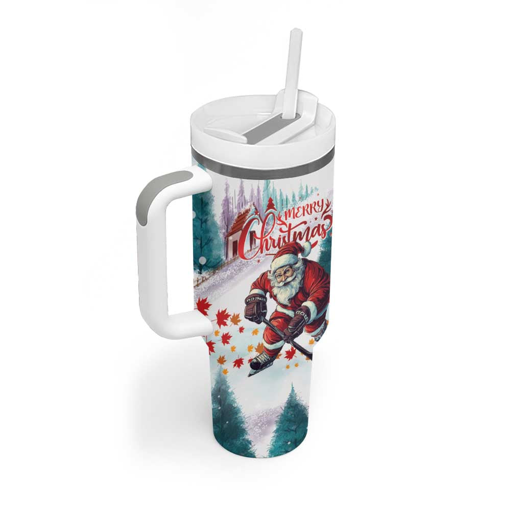 Personalized Canada Santa Playing Hockey Tumbler With Handle - Wonder Print Shop