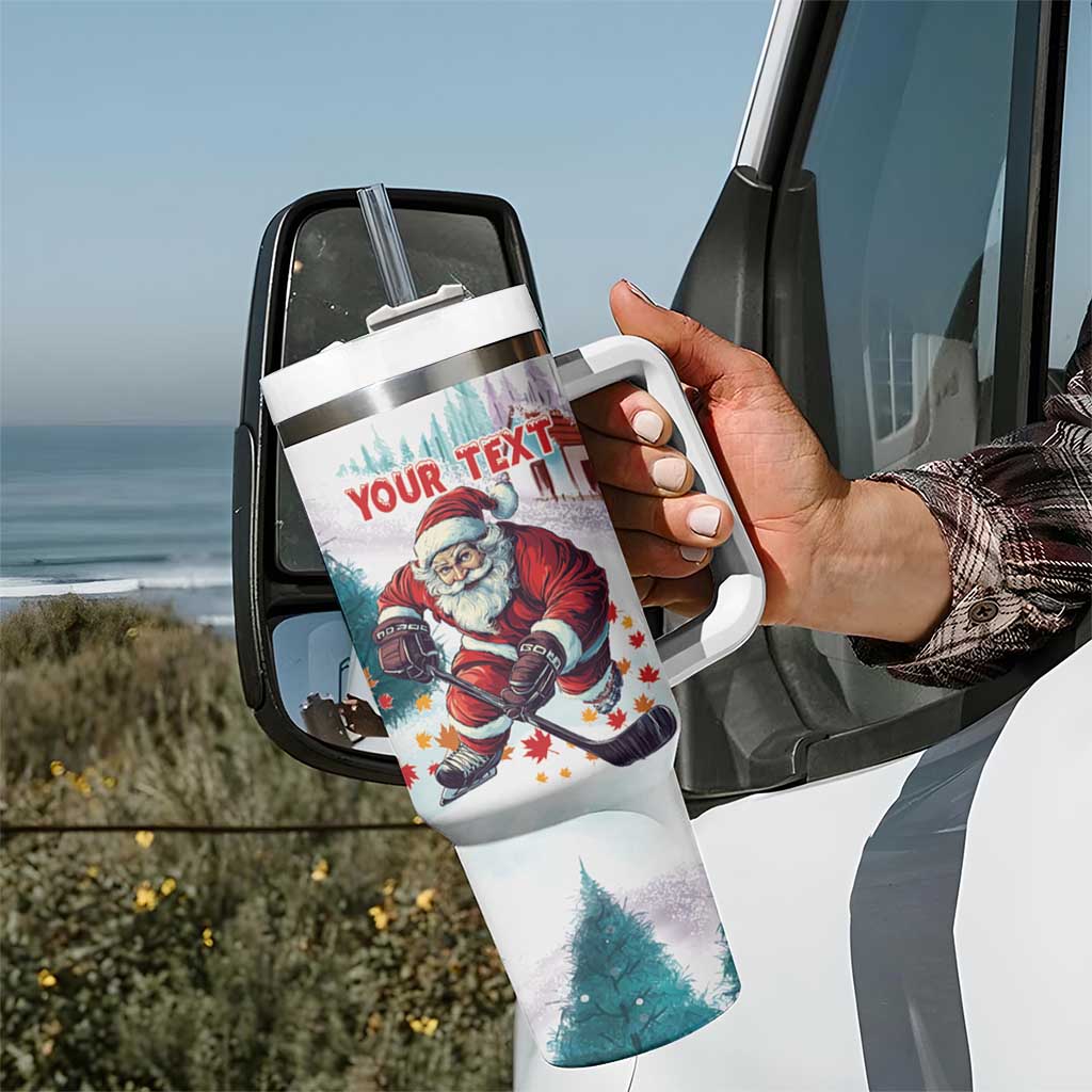 Personalized Canada Santa Playing Hockey Tumbler With Handle - Wonder Print Shop