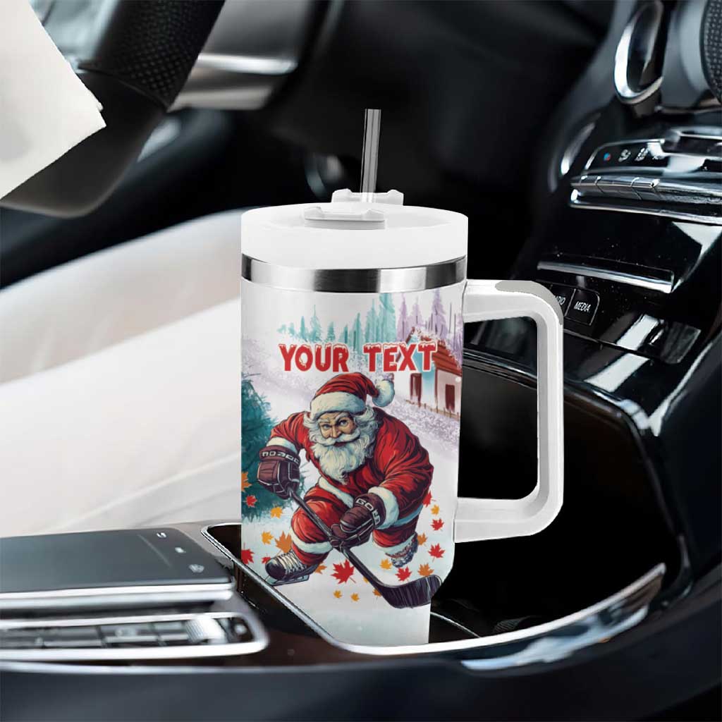 Personalized Canada Santa Playing Hockey Tumbler With Handle - Wonder Print Shop