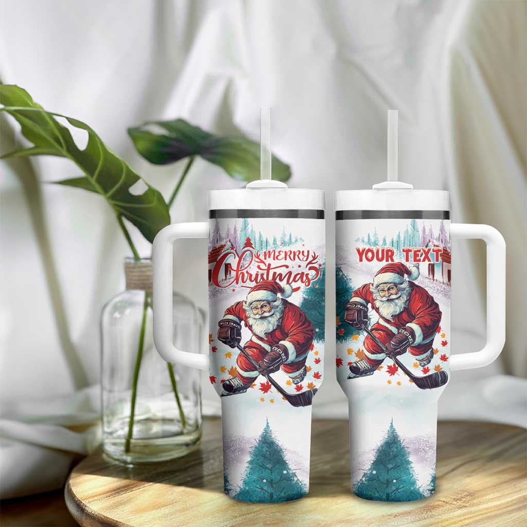 Personalized Canada Santa Playing Hockey Tumbler With Handle - Wonder Print Shop