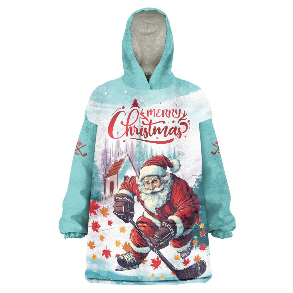 Personalized Canada Santa Playing Hockey Wearable Blanket Hoodie - Wonder Print Shop