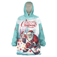 Personalized Canada Santa Playing Hockey Wearable Blanket Hoodie - Wonder Print Shop