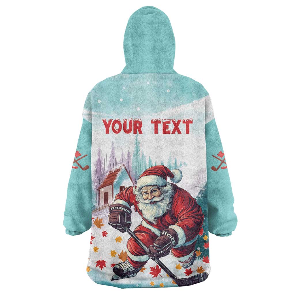 Personalized Canada Santa Playing Hockey Wearable Blanket Hoodie - Wonder Print Shop