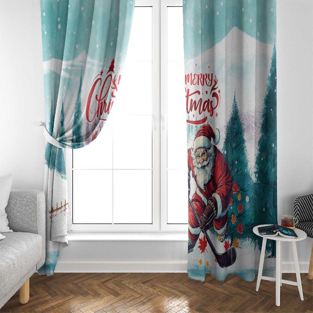 Canada Santa Playing Hockey Window Curtain - Wonder Print Shop