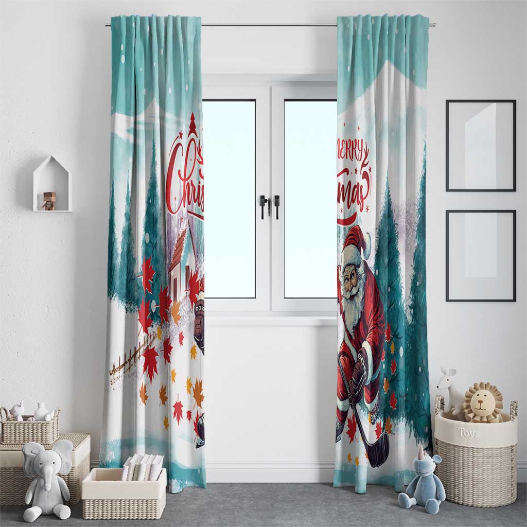 Canada Santa Playing Hockey Window Curtain - Wonder Print Shop