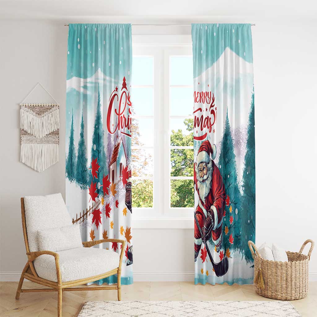 Canada Santa Playing Hockey Window Curtain - Wonder Print Shop