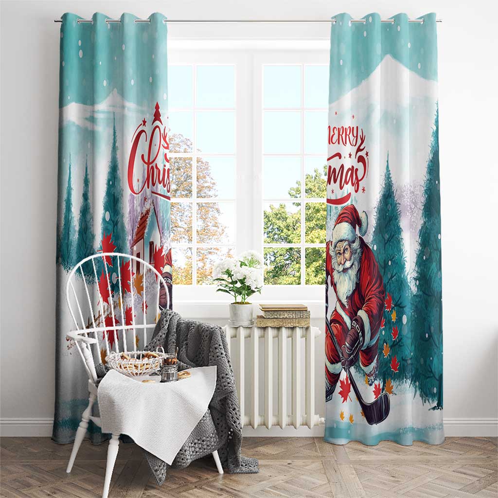 Canada Santa Playing Hockey Window Curtain - Wonder Print Shop