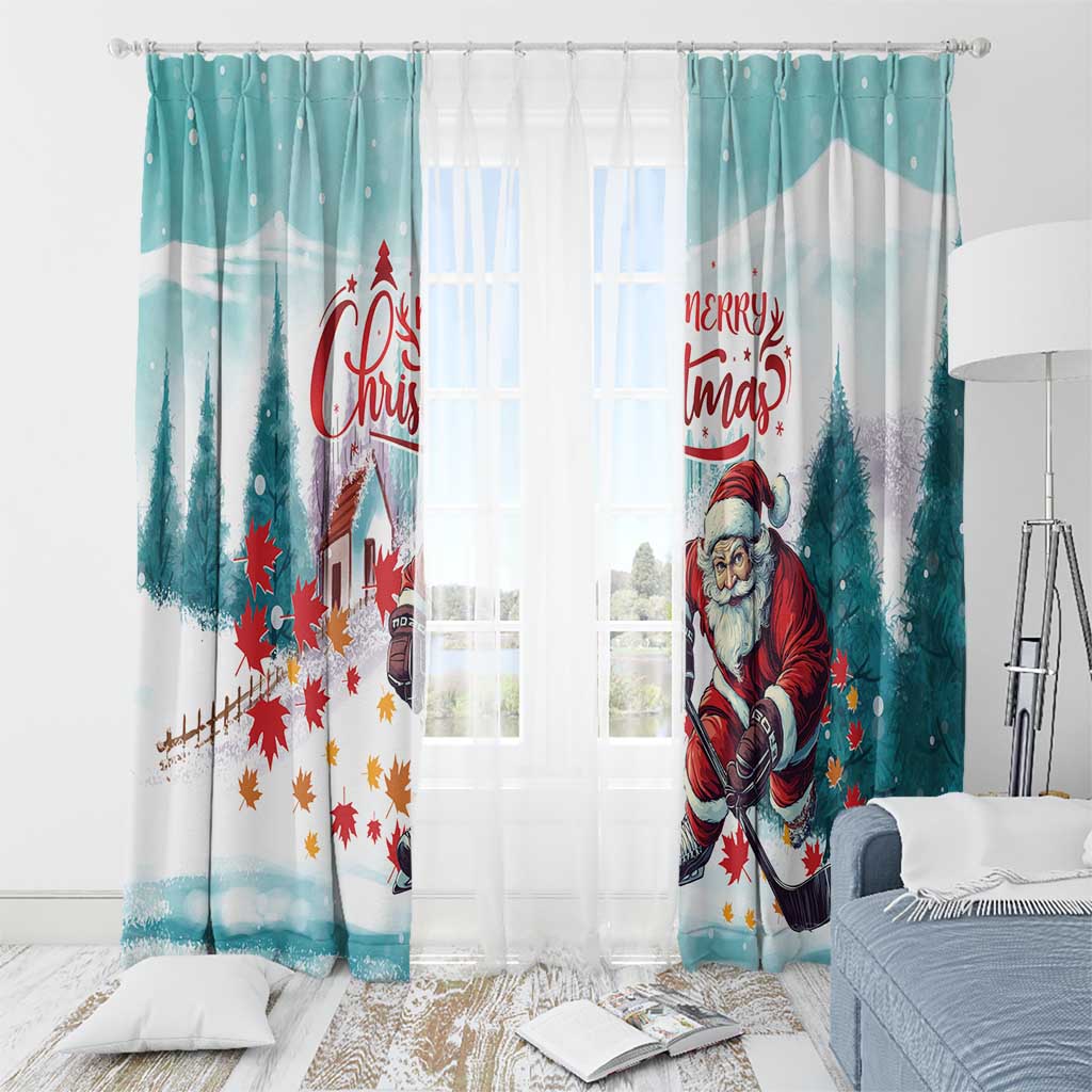 Canada Santa Playing Hockey Window Curtain - Wonder Print Shop