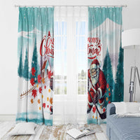 Canada Santa Playing Hockey Window Curtain - Wonder Print Shop