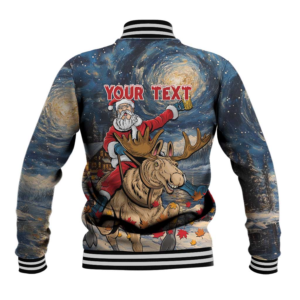 Personalized Merry Christmoose Baseball Jacket Santa Claus Riding Moose Starry Night - Wonder Print Shop