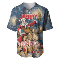 Personalized Merry Christmoose Baseball Jersey Santa Claus Riding Moose Starry Night - Wonder Print Shop