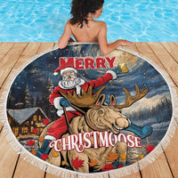 Merry Christmoose Beach Blanket Santa Claus Riding Moose Starry Night - Wonder Print Shop