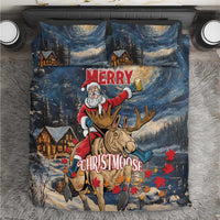 Merry Christmoose Bedding Set Santa Claus Riding Moose Starry Night - Wonder Print Shop
