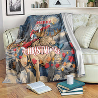 Merry Christmoose Blanket Santa Claus Riding Moose Starry Night