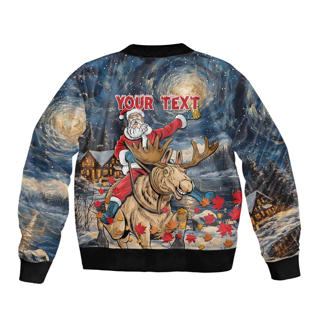 Personalized Merry Christmoose Bomber Jacket Santa Claus Riding Moose Starry Night - Wonder Print Shop