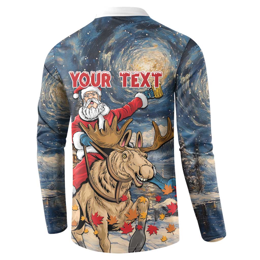 Personalized Merry Christmoose Button Sweatshirt Santa Claus Riding Moose Starry Night - Wonder Print Shop