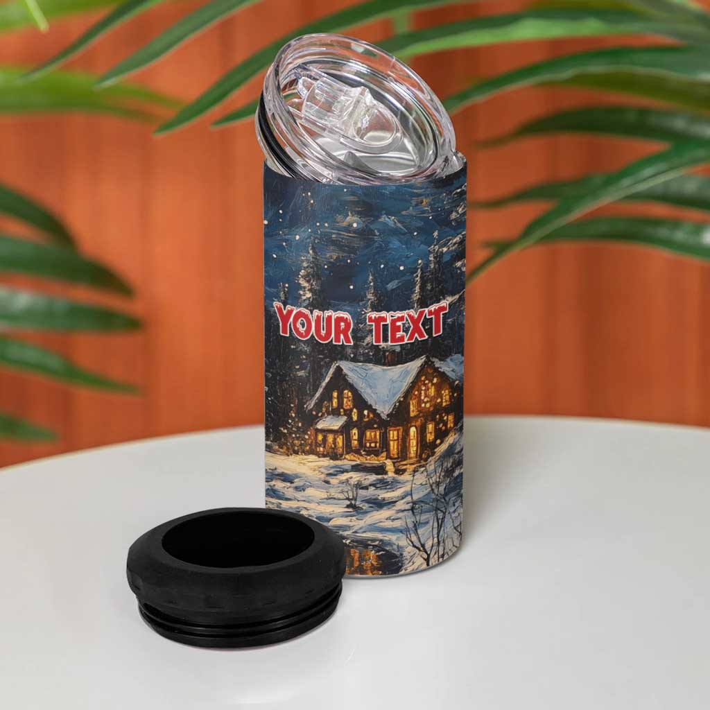 Personalized Merry Christmoose 4 in 1 Can Cooler Tumbler Santa Claus Riding Moose Starry Night - Wonder Print Shop