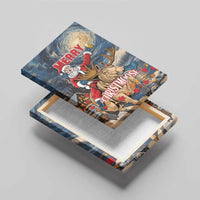 Merry Christmoose Canvas Wall Art Santa Claus Riding Moose Starry Night - Wonder Print Shop