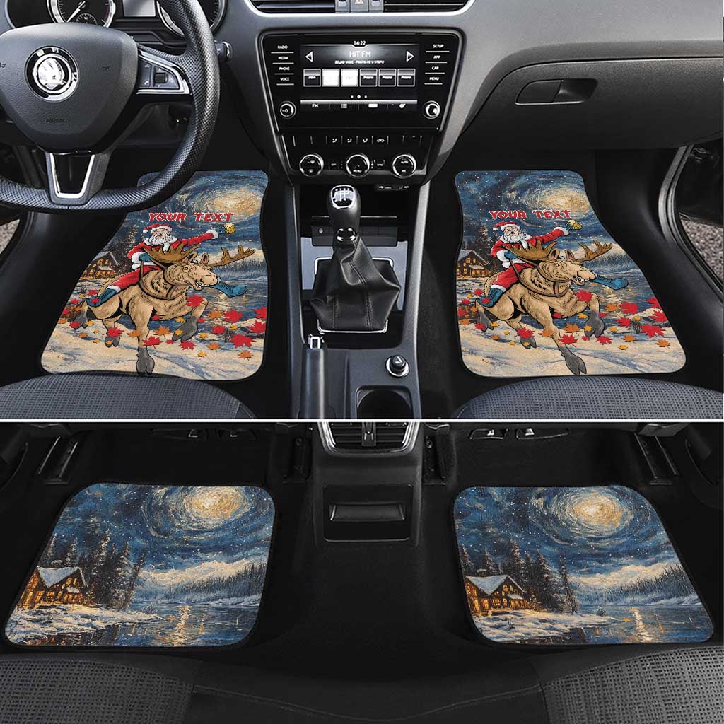 Merry Christmoose Car Mats Santa Claus Riding Moose Starry Night - Wonder Print Shop