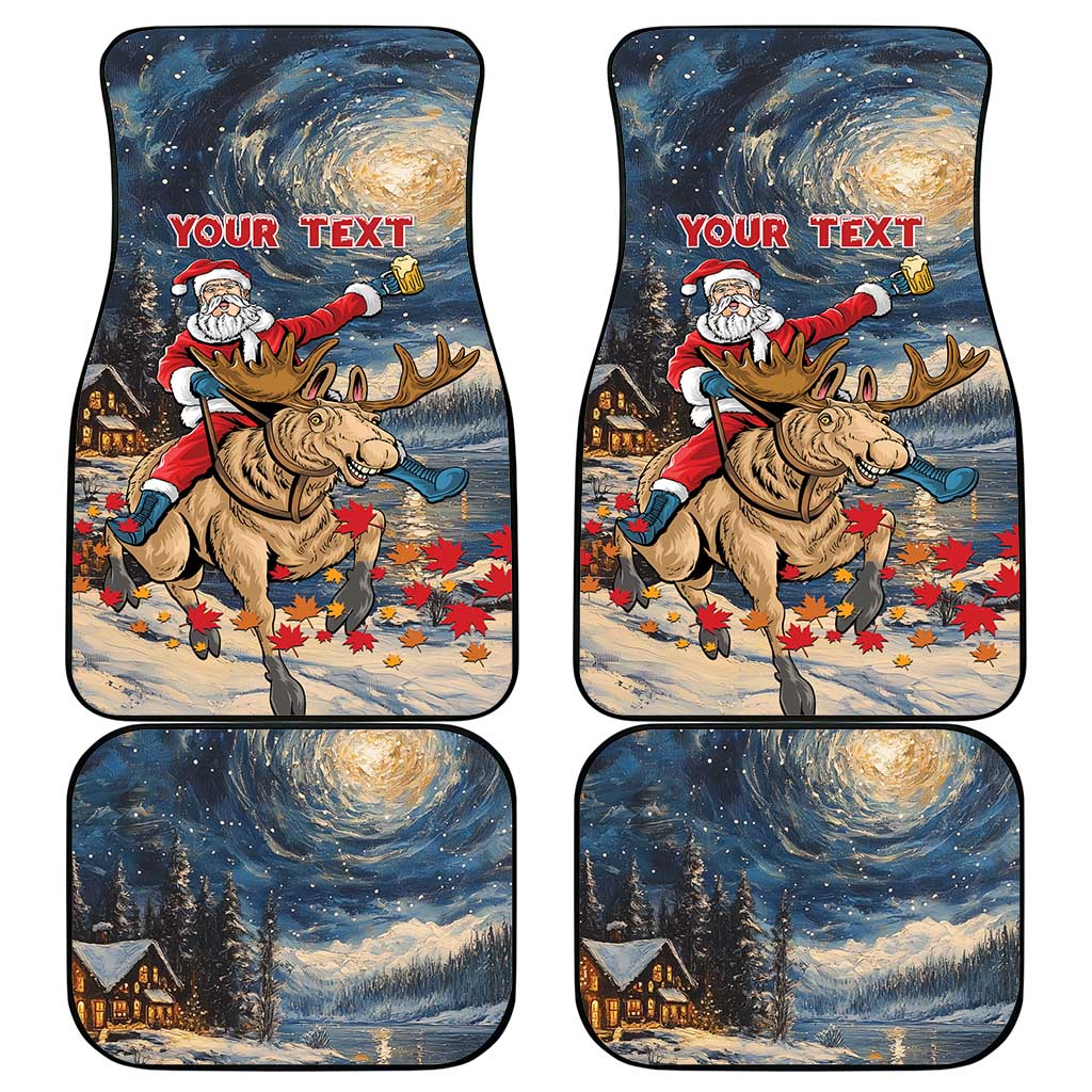 Merry Christmoose Car Mats Santa Claus Riding Moose Starry Night - Wonder Print Shop