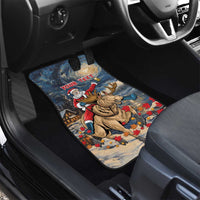 Merry Christmoose Car Mats Santa Claus Riding Moose Starry Night - Wonder Print Shop