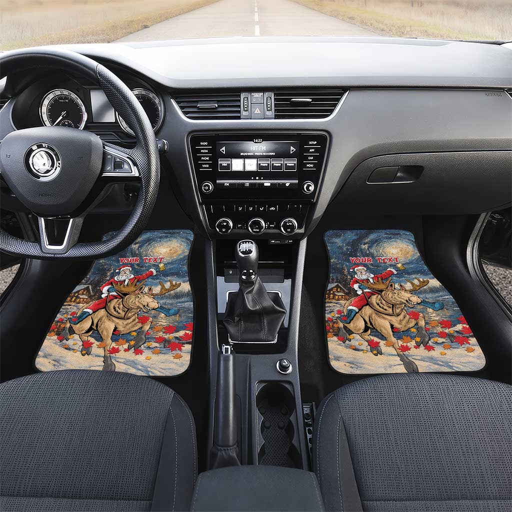 Merry Christmoose Car Mats Santa Claus Riding Moose Starry Night - Wonder Print Shop