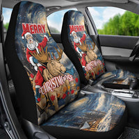 Merry Christmoose Car Seat Cover Santa Claus Riding Moose Starry Night - Wonder Print Shop