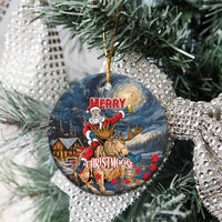 Merry Christmoose Ceramic Ornament Santa Claus Riding Moose Starry Night - Wonder Print Shop