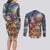 Personalized Merry Christmoose Couples Matching Long Sleeve Bodycon Dress and Long Sleeve Button Shirt Santa Claus Riding Moose Starry Night - Wonder Print Shop