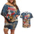 Personalized Merry Christmoose Couples Matching Off Shoulder Short Dress and Hawaiian Shirt Santa Claus Riding Moose Starry Night - Wonder Print Shop