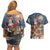Personalized Merry Christmoose Couples Matching Off Shoulder Short Dress and Hawaiian Shirt Santa Claus Riding Moose Starry Night - Wonder Print Shop