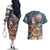 Personalized Merry Christmoose Couples Matching Off The Shoulder Long Sleeve Dress and Hawaiian Shirt Santa Claus Riding Moose Starry Night - Wonder Print Shop