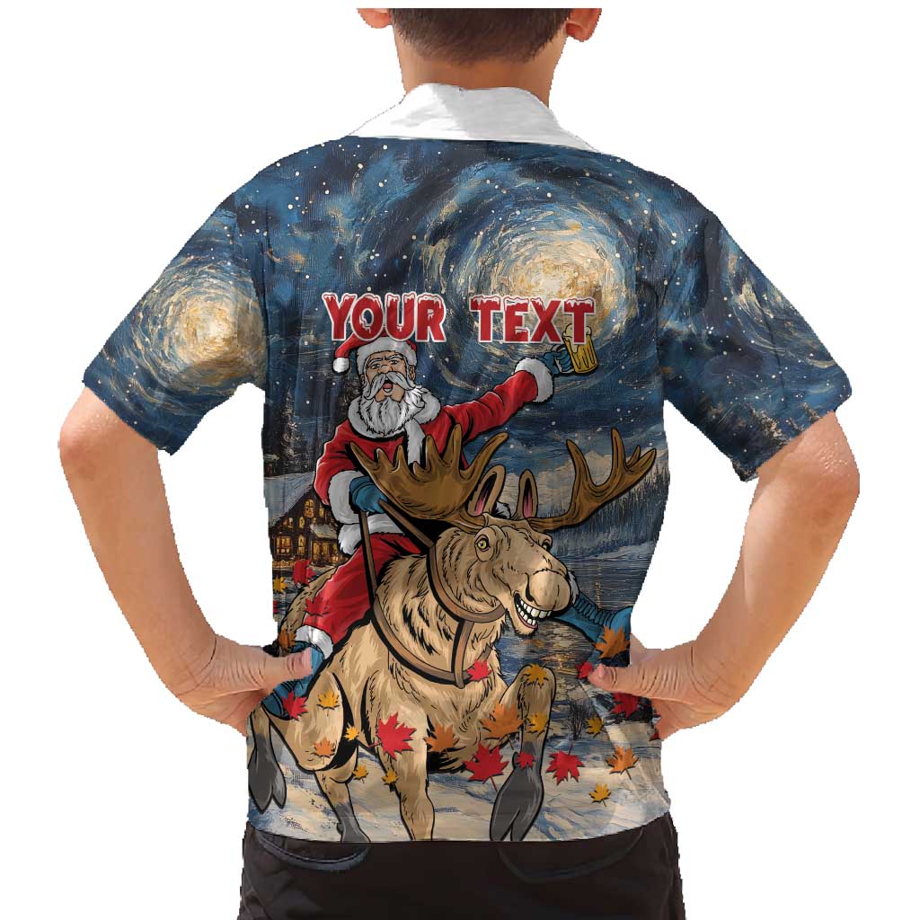 Personalized Merry Christmoose Family Matching Mermaid Dress and Hawaiian Shirt Santa Claus Riding Moose Starry Night - Wonder Print Shop