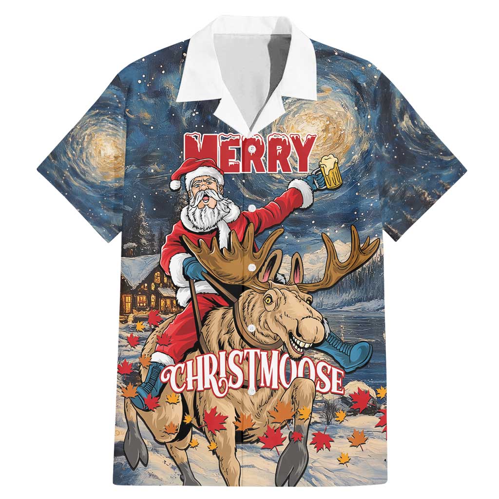 Personalized Merry Christmoose Family Matching Mermaid Dress and Hawaiian Shirt Santa Claus Riding Moose Starry Night - Wonder Print Shop