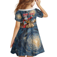 Personalized Merry Christmoose Family Matching Off The Shoulder Long Sleeve Dress and Hawaiian Shirt Santa Claus Riding Moose Starry Night - Wonder Print Shop
