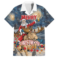 Personalized Merry Christmoose Family Matching Off The Shoulder Long Sleeve Dress and Hawaiian Shirt Santa Claus Riding Moose Starry Night - Wonder Print Shop