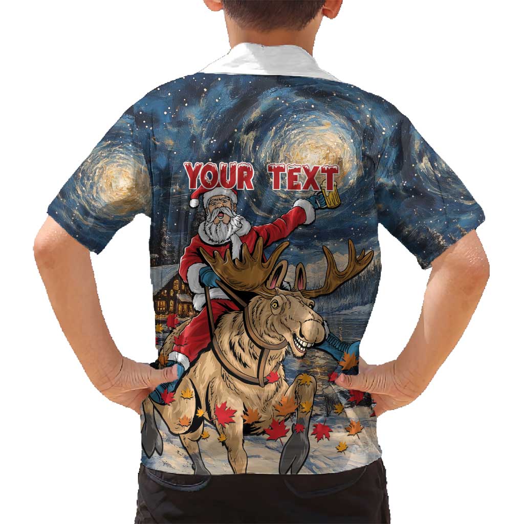 Personalized Merry Christmoose Family Matching Off Shoulder Short Dress and Hawaiian Shirt Santa Claus Riding Moose Starry Night - Wonder Print Shop