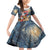 Personalized Merry Christmoose Family Matching Off Shoulder Short Dress and Hawaiian Shirt Santa Claus Riding Moose Starry Night - Wonder Print Shop