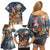 Personalized Merry Christmoose Family Matching Off Shoulder Short Dress and Hawaiian Shirt Santa Claus Riding Moose Starry Night - Wonder Print Shop