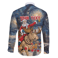 Personalized Merry Christmoose Family Matching Off Shoulder Short Dress and Hawaiian Shirt Santa Claus Riding Moose Starry Night - Wonder Print Shop